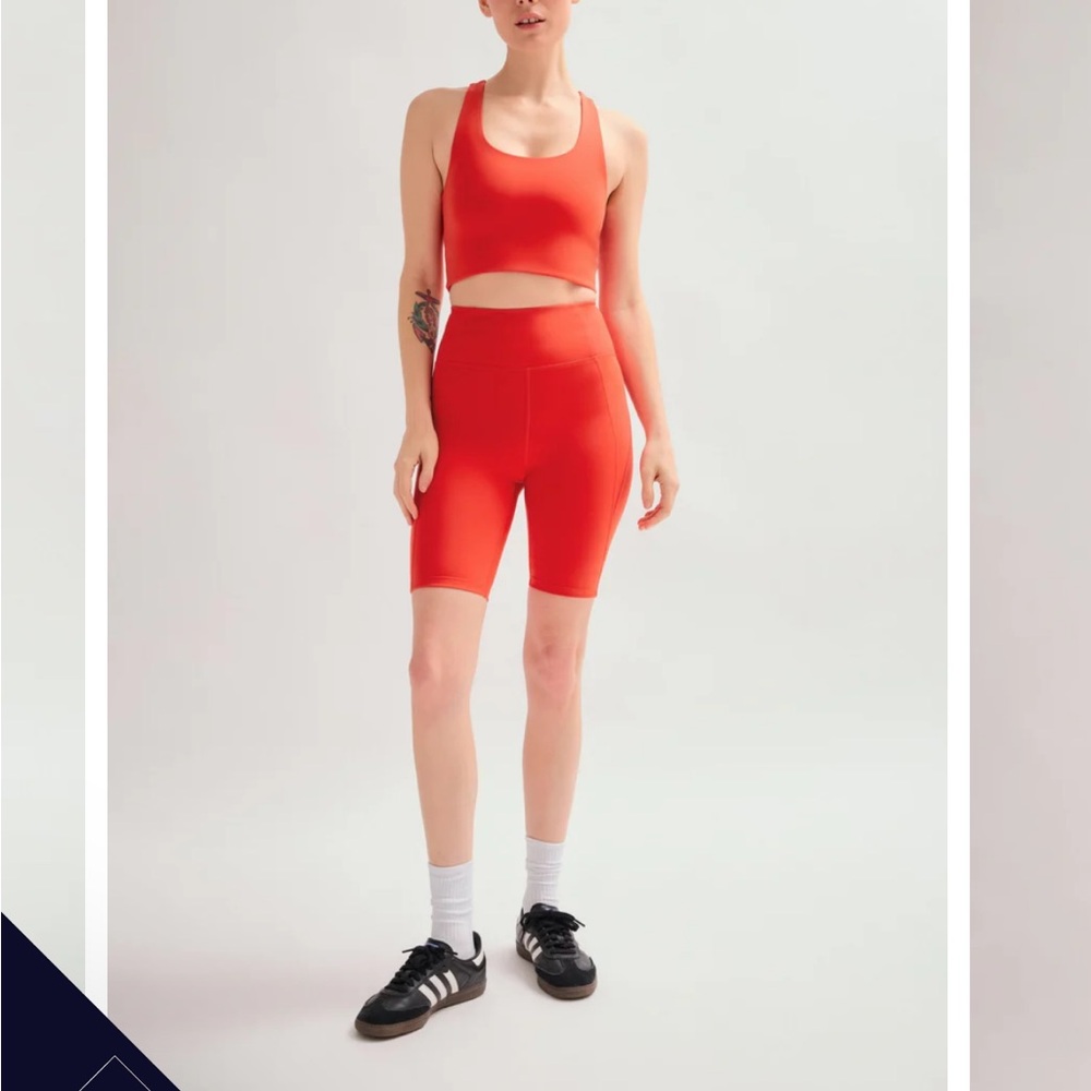 Girlfriend Collective high rise biker shorts set (bra and shorts) size small